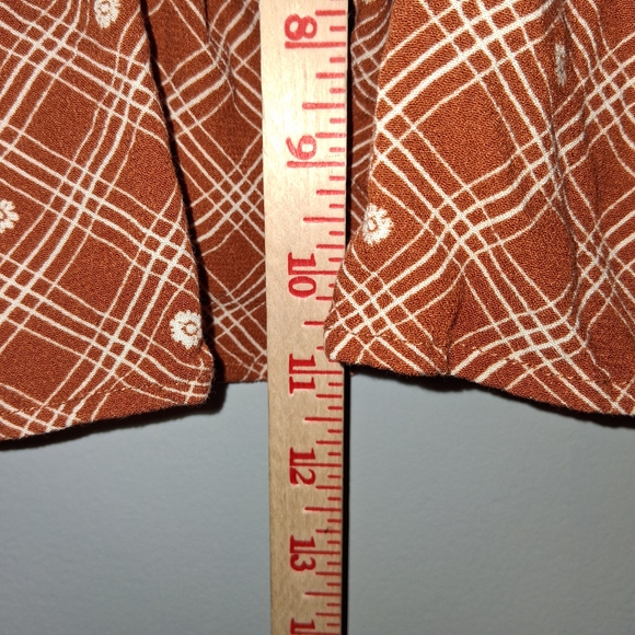 Rewind Rust Plaid Ruffle Blouse - Picture 6 of 7